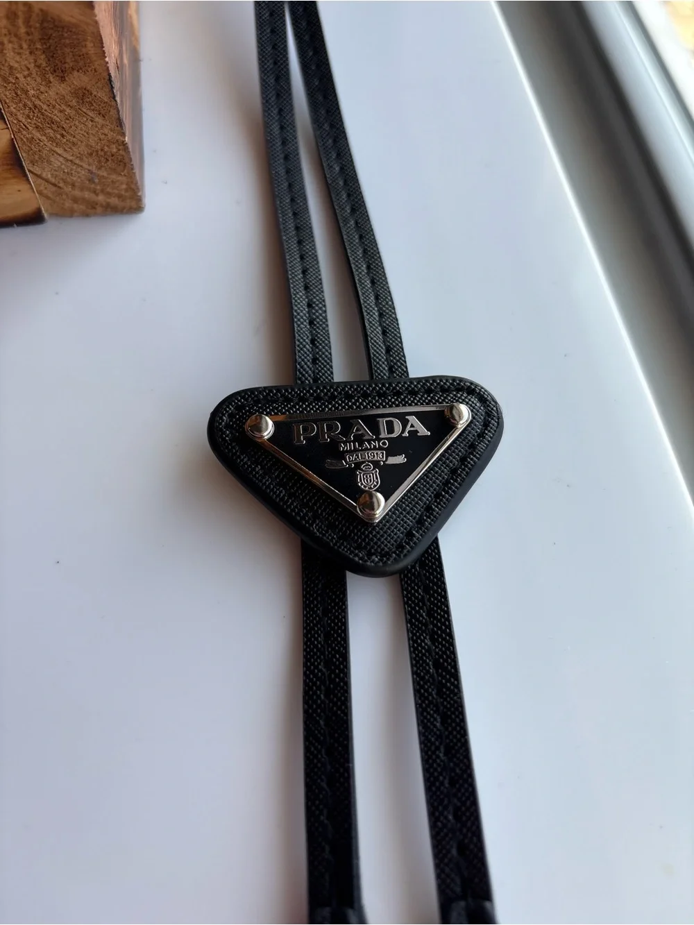 Prada Saffiano Leather Bolo Tie